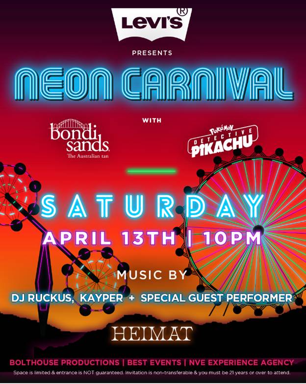 The Levi's ® Brand Presents The Neon Carnival With Bondi Sands and The New  Film 